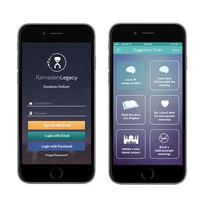 Phone mockups with Ramadan planner user interface design