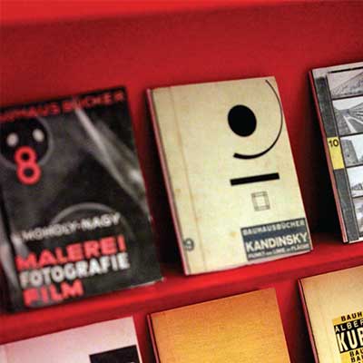 Miniature books displayed