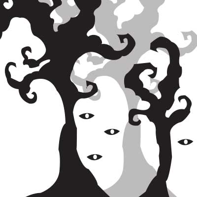 Illustration of trees and eyes